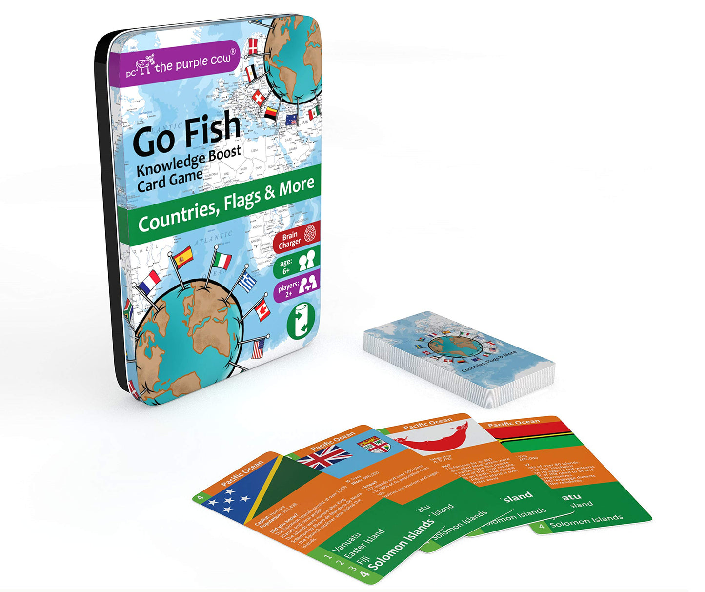 The Purple Cow Go Fish! Classic Card Game - Pioneers & Explorers - General Knowledge Boost for Kids Ages 6+ - Model 026511