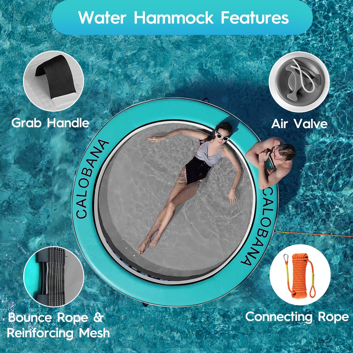 Float Ring 8Ft Inflatable Water Hammock Island With Mesh Tanning Pool Lounger Float For Adults Round Floating Mat Raft For Party