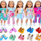 Zita Element 11 Pcs American Doll Clothes Dress And Accessories For 18 Inch Doll - 5 Sets Doll Outfits + 2 Pairs Random Style Shoes For 18 Inch Doll