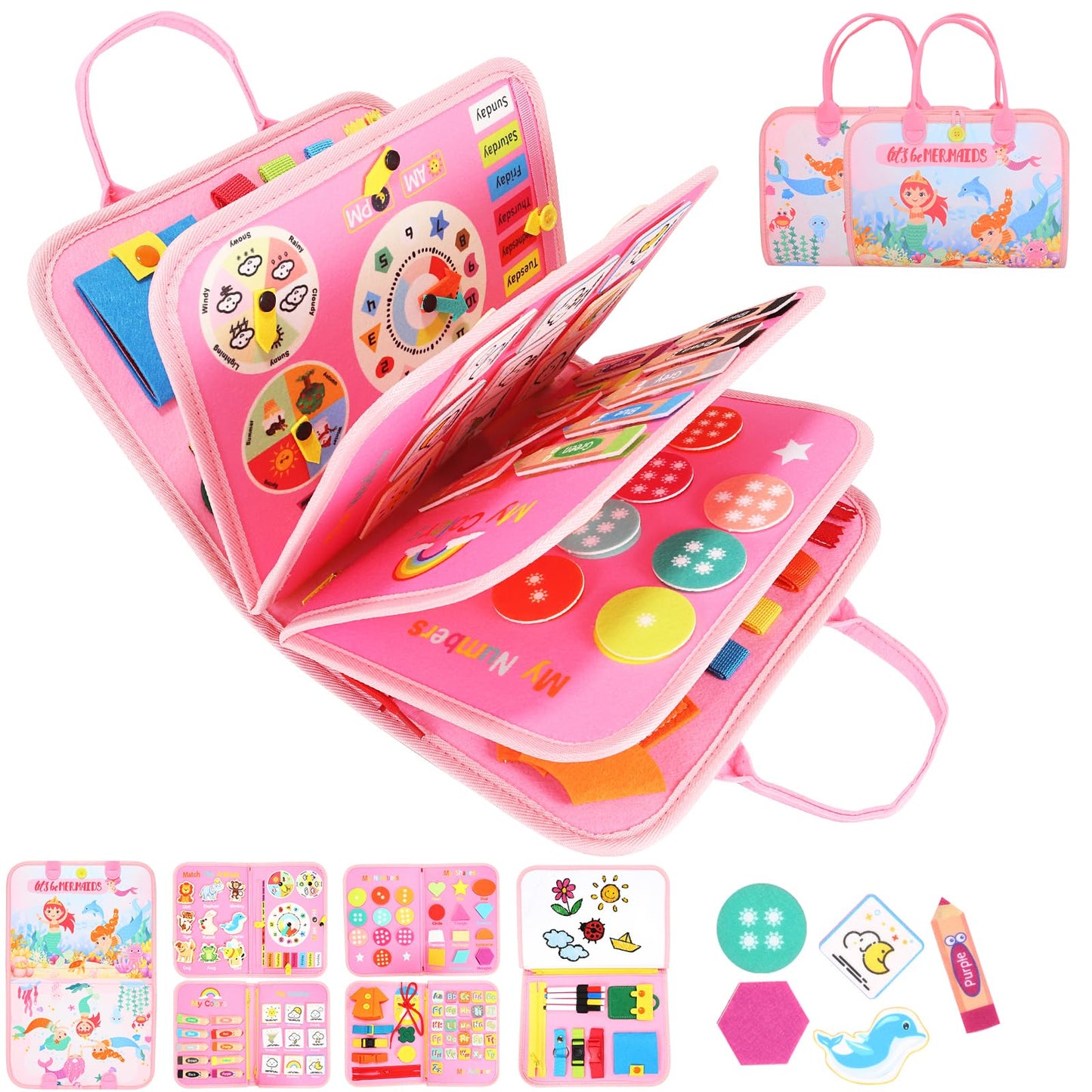 Hooku Busy Board For 1 Year Old, Montessori Toys For 2 Year Old, Baby Sensory Toys For Toddlers 1-3, Fine Motor Toys, Toddler Travel Toys, Toddler Learning Activities,Birthday Gifts For Baby Boy Girl