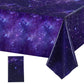 Tatuo 1 Pack Galaxy Plastic Table Cover Space Tablecloth Space Star Purple Nebula Rectangle Tablecloth Disposable Starry Night S
