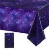 Tatuo 1 Pack Galaxy Plastic Table Cover Space Tablecloth Space Star Purple Nebula Rectangle Tablecloth Disposable Starry Night S