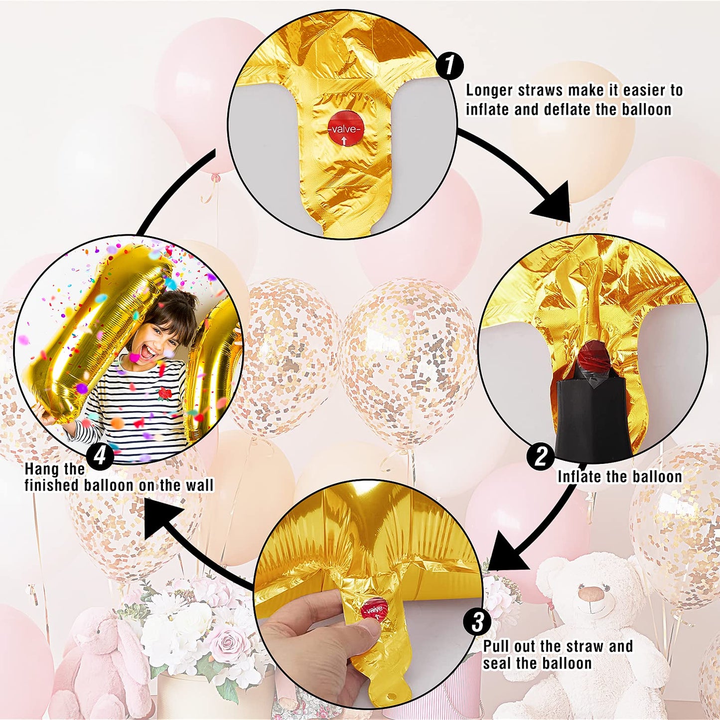 Smlpuame 40 Inch Number Balloon 0-9 Gold Large Number 8 Balloons,Digital Balloons For Birthday Party Celebration Decorations Sup