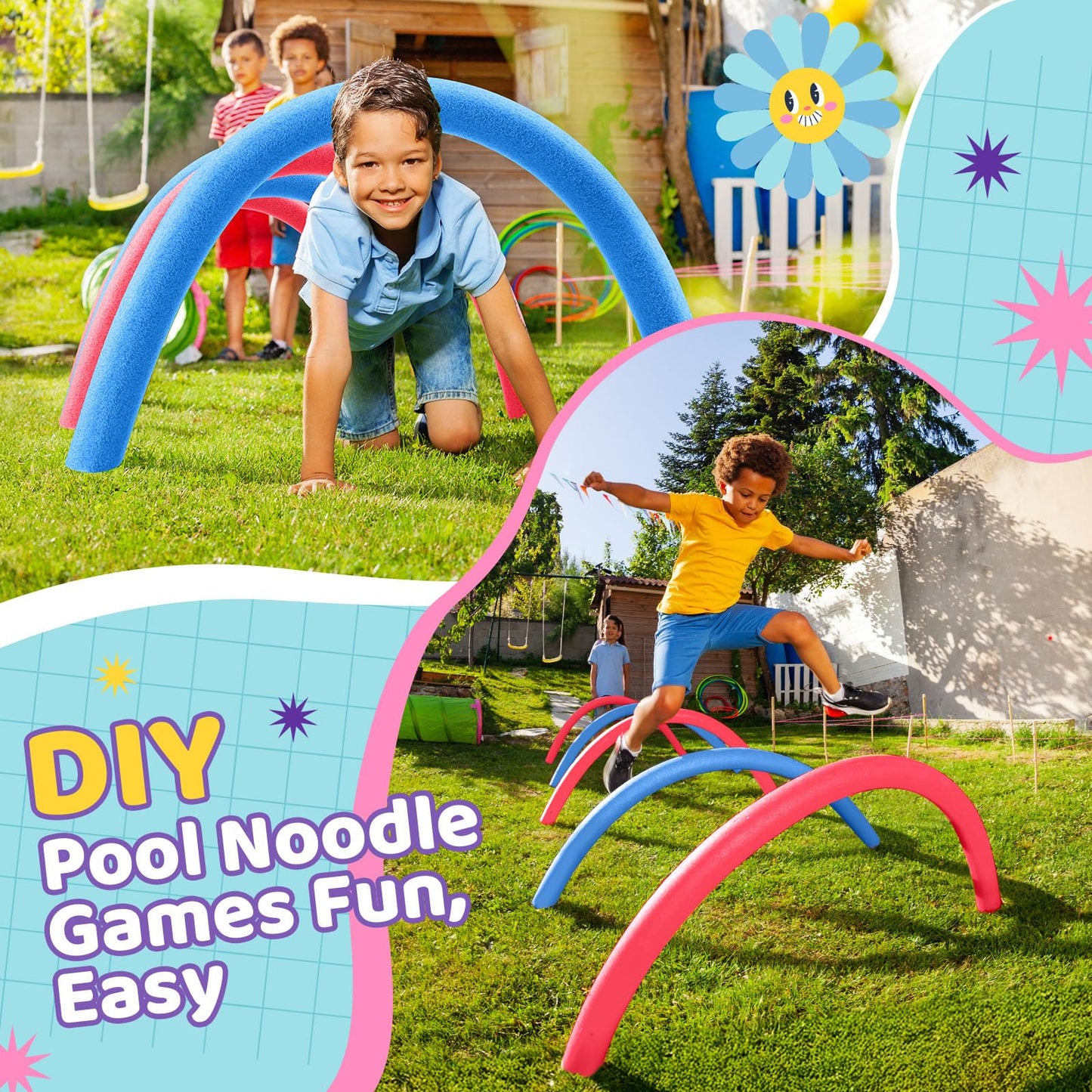 Hanaive 6 Pack Pool Noodles Swimming Floating Foam Tube 52 Inch Hollow Swim Noodles Bulk Floats Heavy Duty for Swimming Decorati
