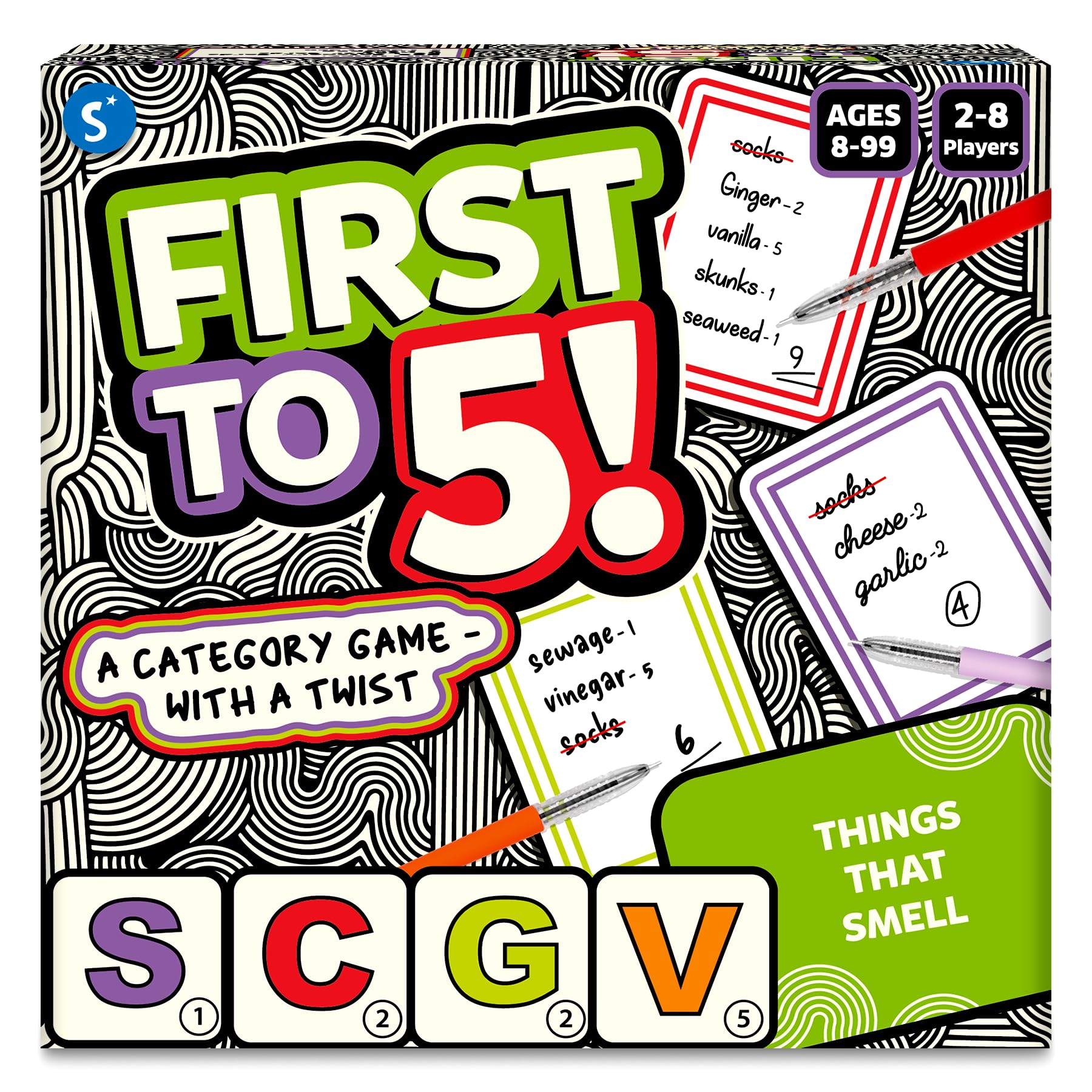 Skillmatics Board & Card Game - First To 5, Easter Basket Stuffers, Category Game With A Twist, Perfect For Parties, Family, Game Night, Gifts For Kids, Teens, Adults, Ages 8, 9, 10 & Up