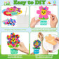 3sscha 12 Packs Spring Flower Poking Craft Kit - Mothers Day Creative DIY Foam Flower Pot Poke Fabric Art Set Make Your Own Car