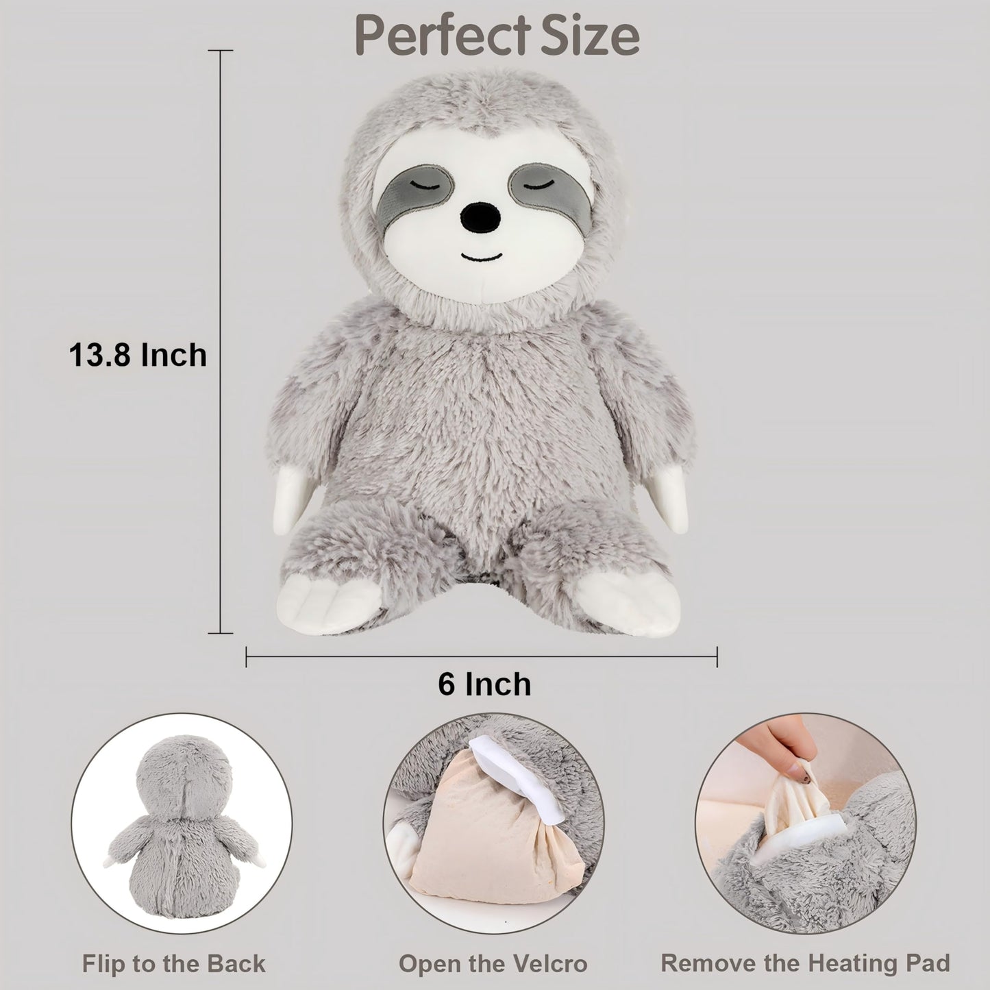 Finebee Sloth Heated Stuffed Animals, Microwavable Stuffed Animals For Cramps & Pain, Lavender Scented Weighted Sloth Plush Gift