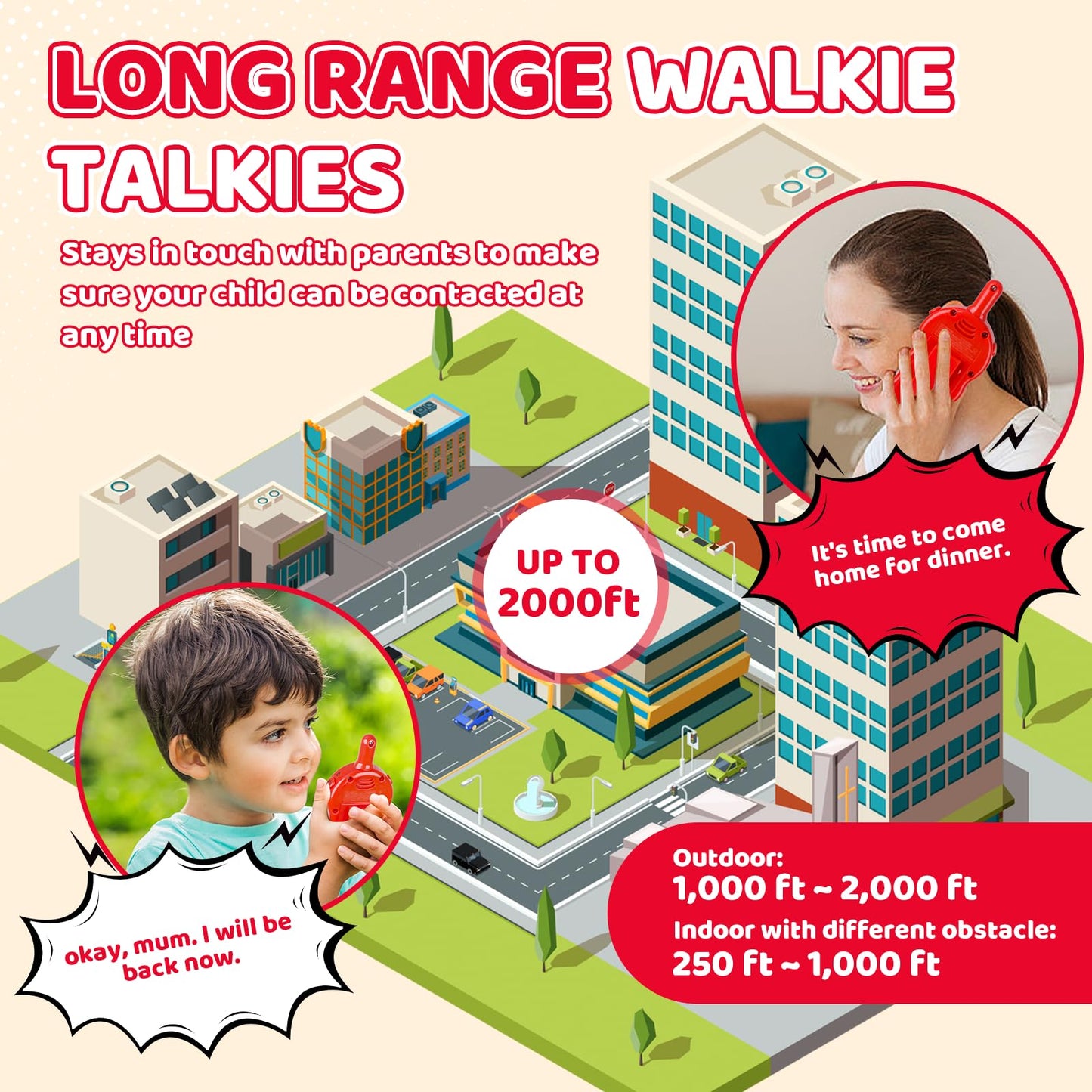 LAEbuild Walkie Talkies for Kids - Walkie Talkie Toys Gifts for 4 5 6 7 8 Year Old Girls Boys Long Range Fire & Rescue Walkie Ta