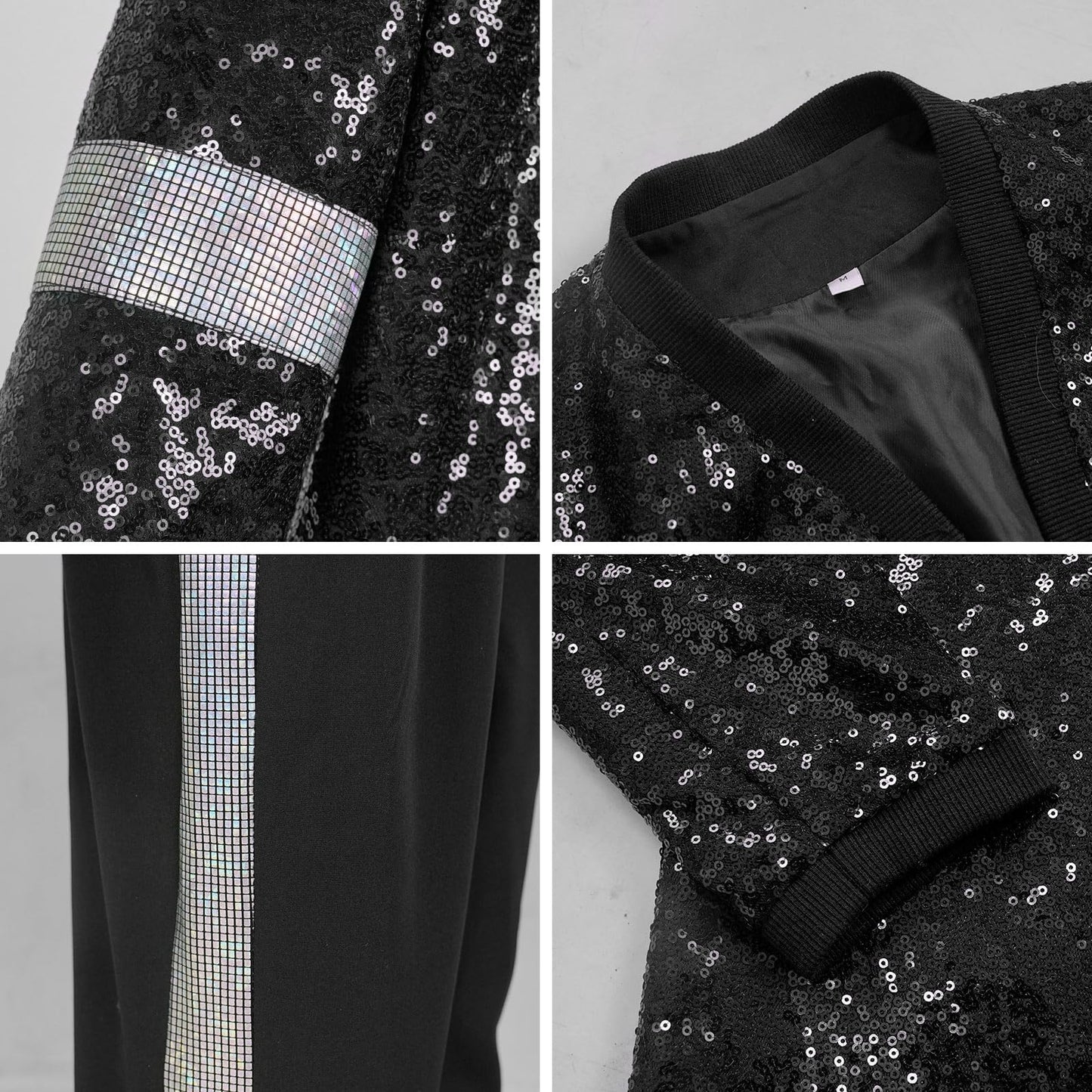 Nekifui Boys 70S Sequin Jacket Disco Outfits Pop King Costume For Kids Dance Star Set(Z3757,L)