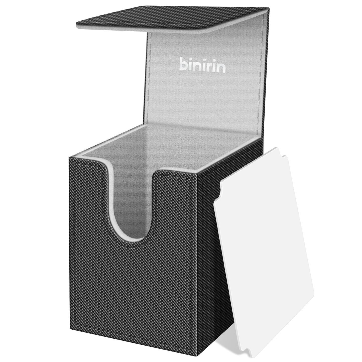 Binirin Card Deck Box For Trading Cards With 1 Divider, Pvc Free Card Storage Box Fits 100+ Sleeved Cards, Pu Leather Strong Mag