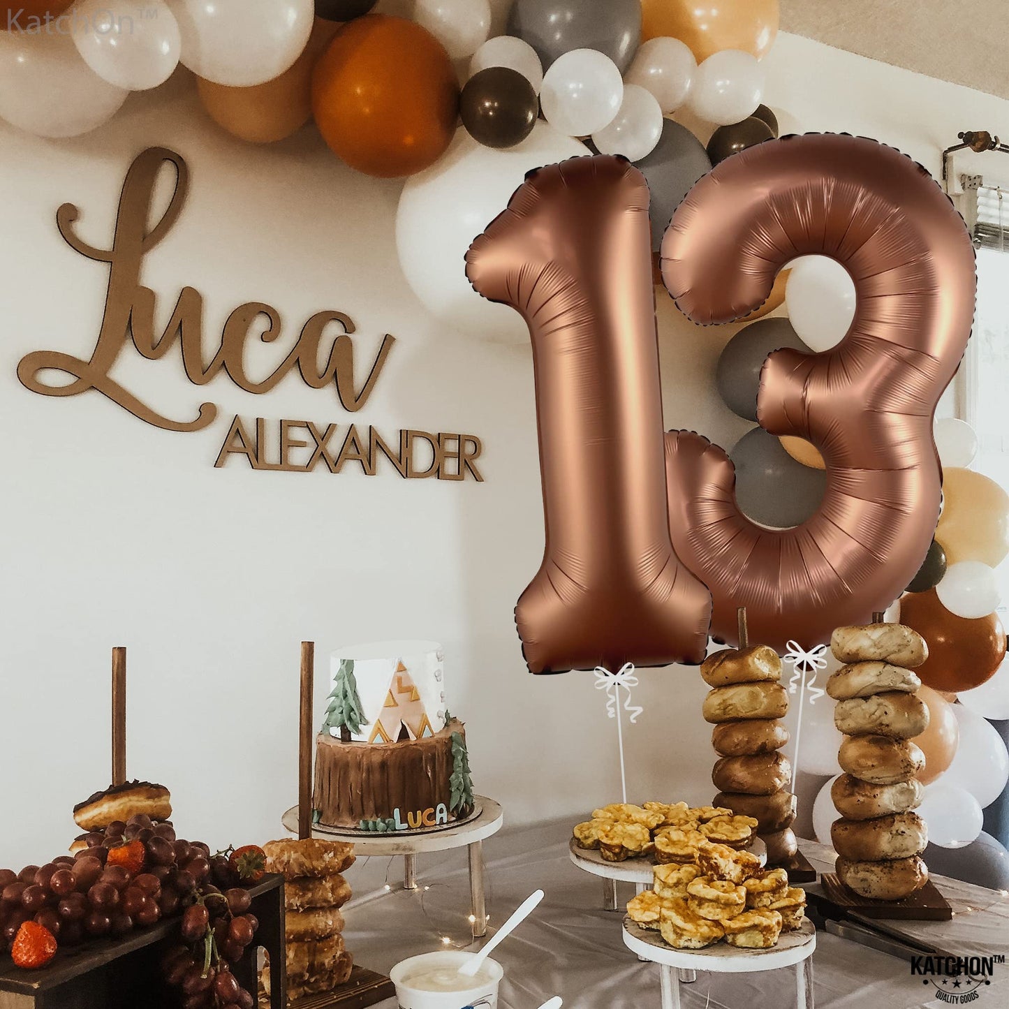 Katchon, Coffee Brown 13 Balloon Numbers - Giant, 40 Inch | Steer Balloons, Number 13 Balloons, 13Th Birthday Decorations For Girls | Safari Number Foil Balloons | 13Th Birthday Decorations For Boys