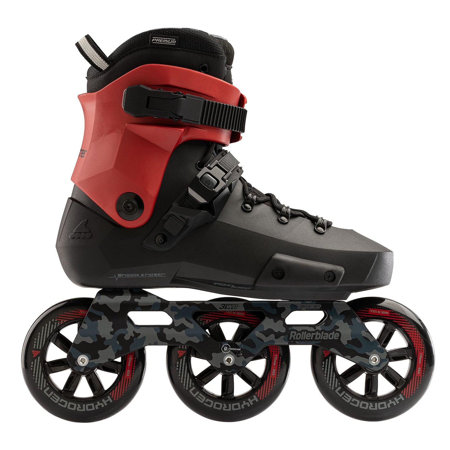 Rollerblade Twister 110 Unisex Fitness Inline Skates, Black/Red, Size 5/5.5, Urban Performance, Model 07220900741