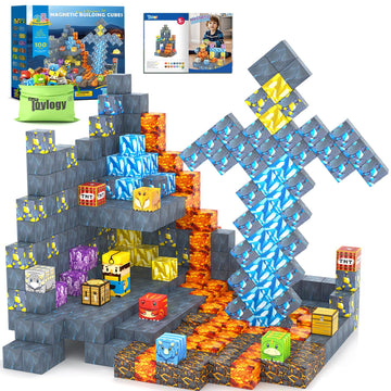 100PCS Magnetic Blocks-Build Mine Magnet World Jurassic decorative replica blade Dinosaur Toys Building Blocks for Boys Girls Ages 3-5 5-7  Classroom Must Haves Stem Education Sensory Kids Toys Christmas Birthday Gifts