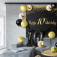 Happy 10Th Birthday Balloons Black Set Decor - Cheers To 10 Years Old Party Theme Garland Banner Backdrop Decorations For Boy An