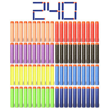 Kiseer 240 Pcs Colorful Refill Darts Bullets Ammo Pack For Nerf N-Strike Elite Series Blasters