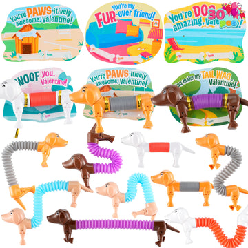 Joyin 30 Packs Valentines Day Animal Pop Tubes Fidget Toys, Stretchy Tube Stress Relief Fidget Toy For Kids Valentine'S School Classroom Exchange Gift Rewards And Goodie Bag Filler