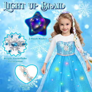 Luucio Light Up Frozen Princess Dress Up Costume With Accessories For Little Girls 3-10 Years, Girls Birthday Christmas Dress