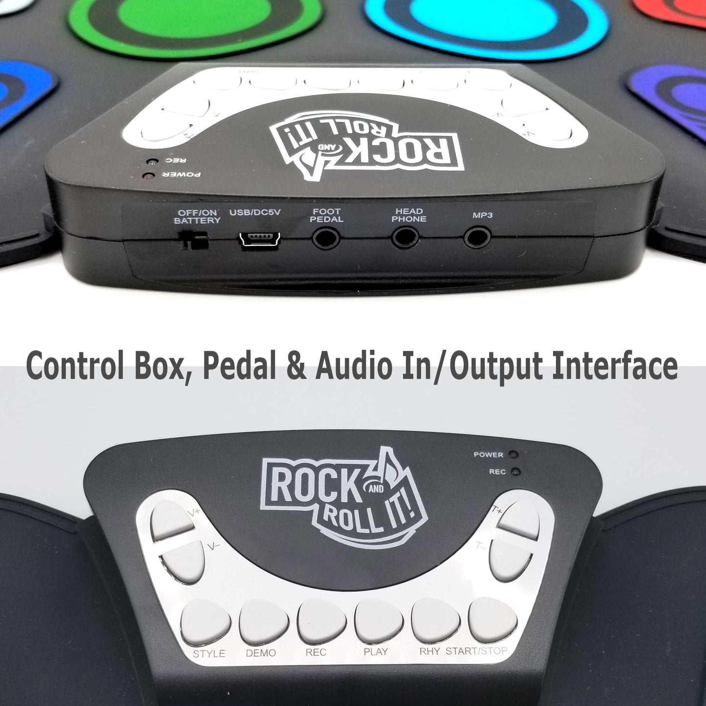 Mukikim Rock And Roll It - Codedrum. Roll Up Portable Drum Set For Kids & Adults. Electronic Silicone Rainbow Drum Pad | Headphones | Pedals | Drum Sticks | Play-By-Color Rhythm Booklet Included