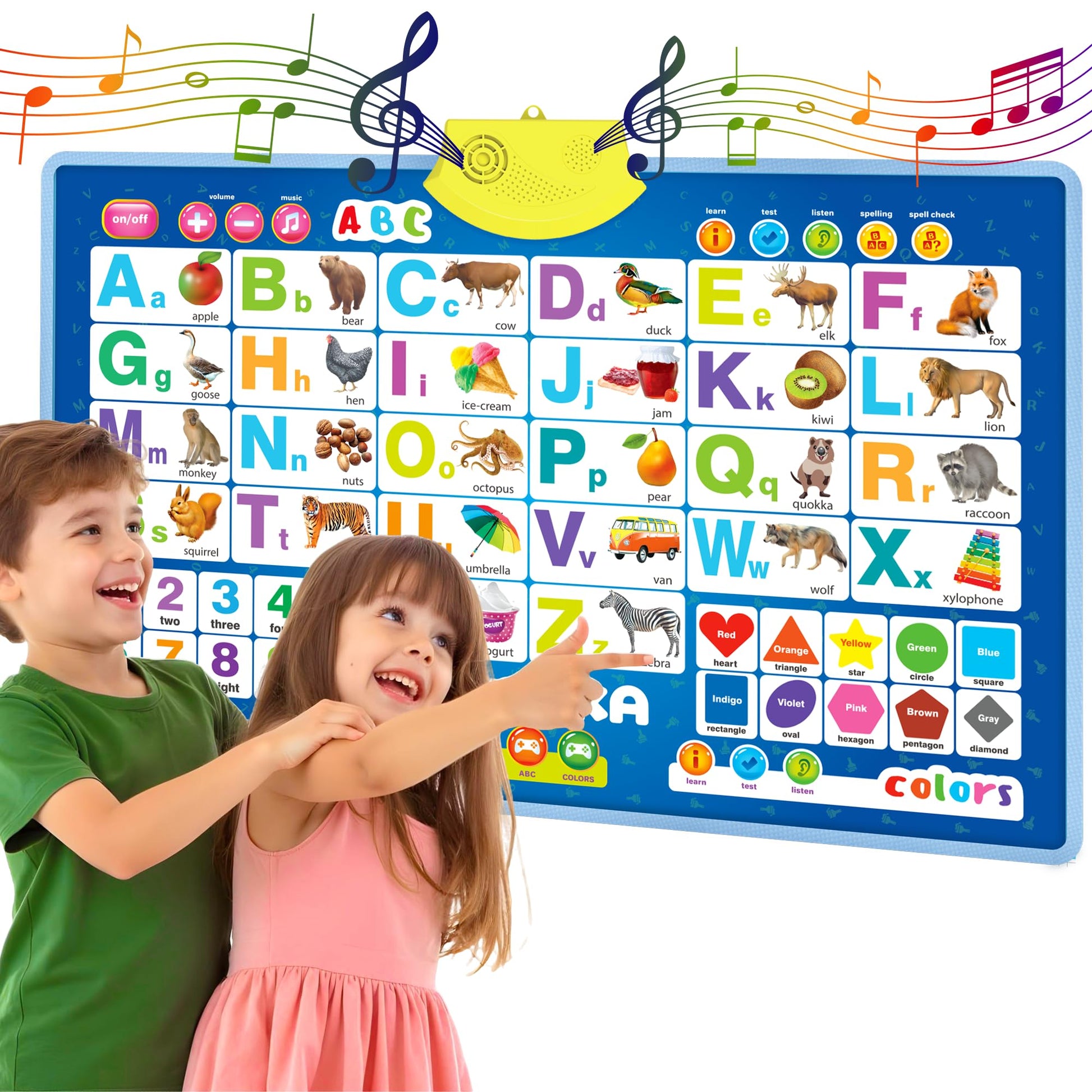 Quokka Educational Toys For Kids 5-7 Year Old - Blue Abc Chart Learning Wall Chart For Toddlers Age 3 4 6+ - Interactive Speech Therapy Poster Boy Girl - Autism Puzzle Game 8-10-12