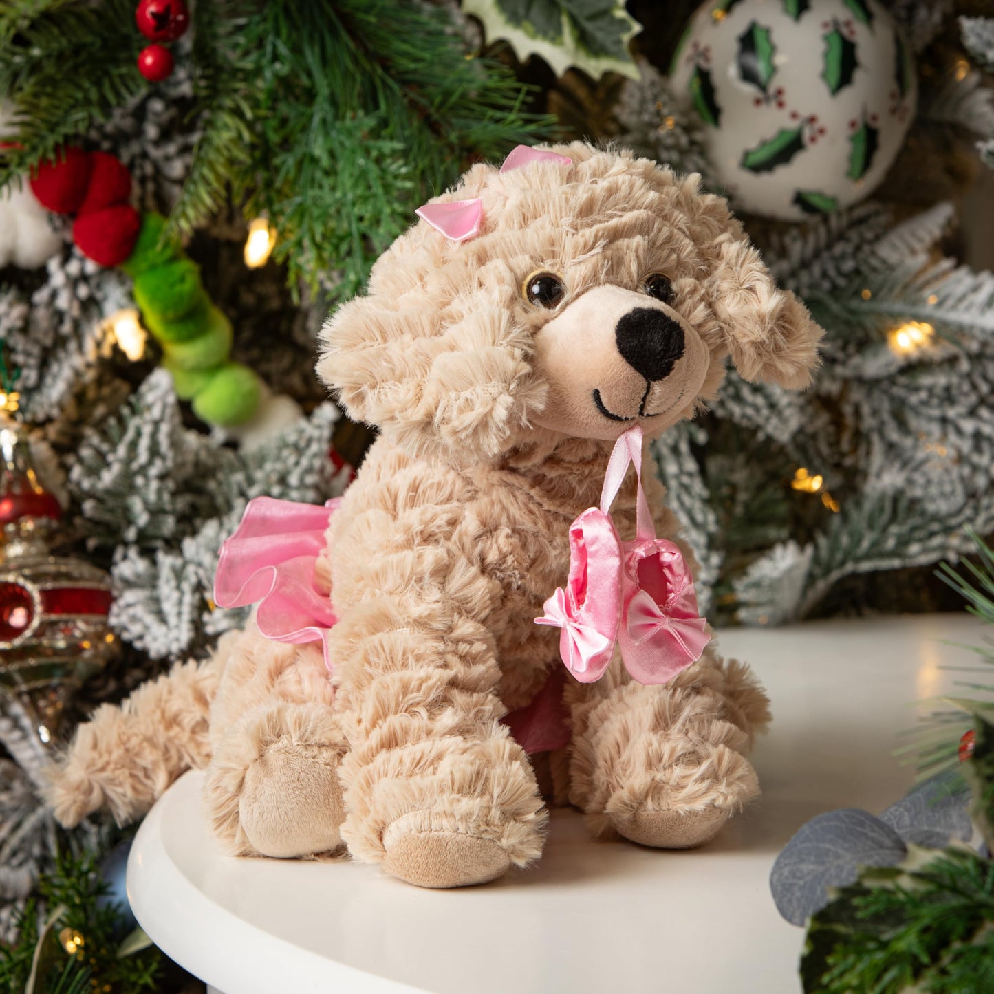 The Petting Zoo Ballerina Scruffy Dog Plush Toy, 10 Inch Tan Caramel Brown, Polyester Stuffed Animal for Kids