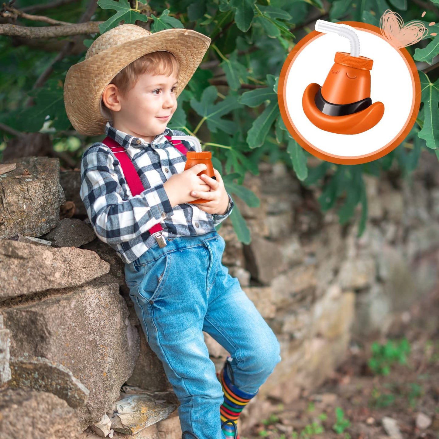 Amyhill Cowboy Hat Cups with Lids and Straws 12 oz Plastic Cowboy Hat Cups for Western Party Supplies Cowboy Birthday Party Deco