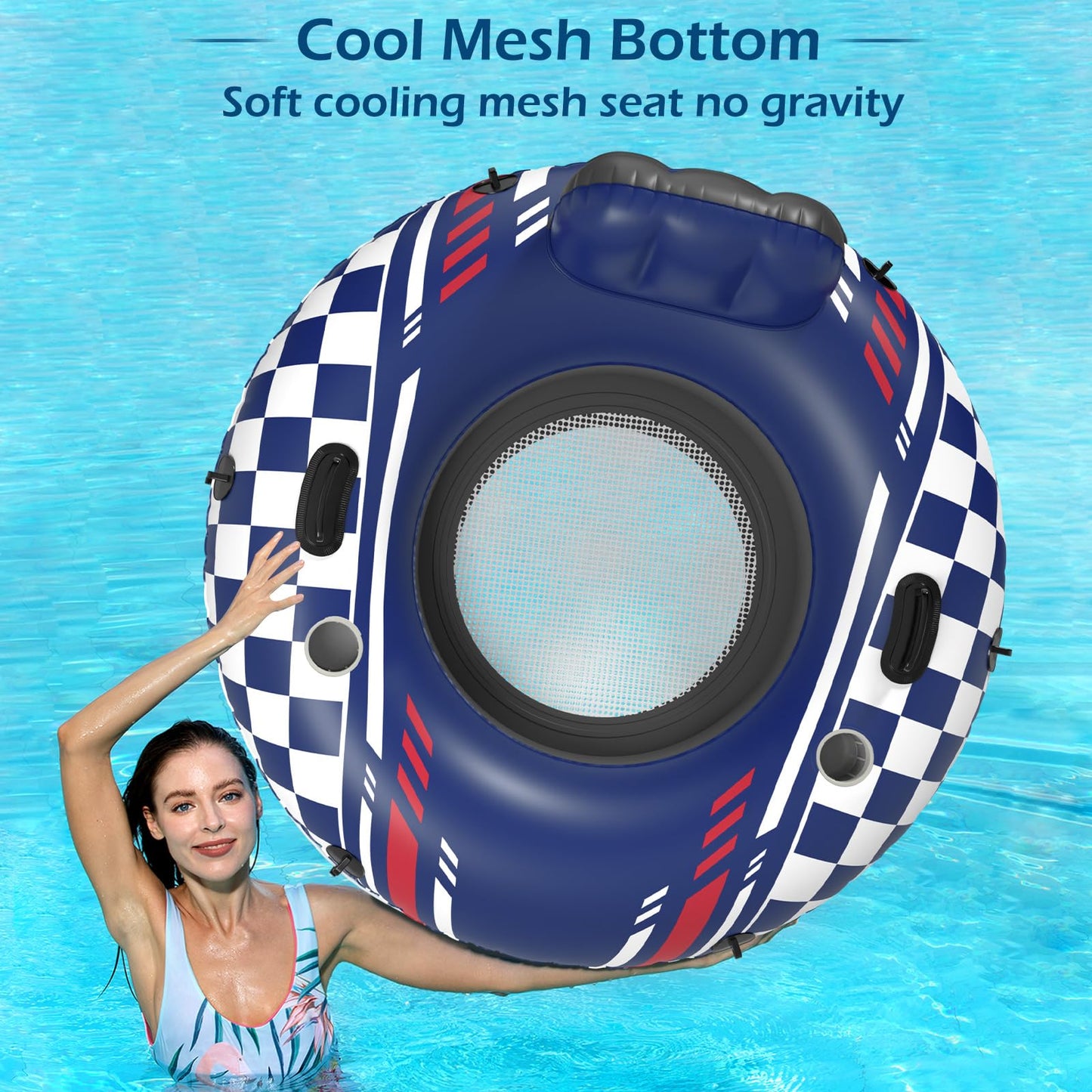Jasonwell Inflatable River Tube Float - Heavy Duty River Float Pool Floats Lake Premium Water Tubes For Floating Recreational River Raft Lounge Floaties With 2 Cup Holders For Adult