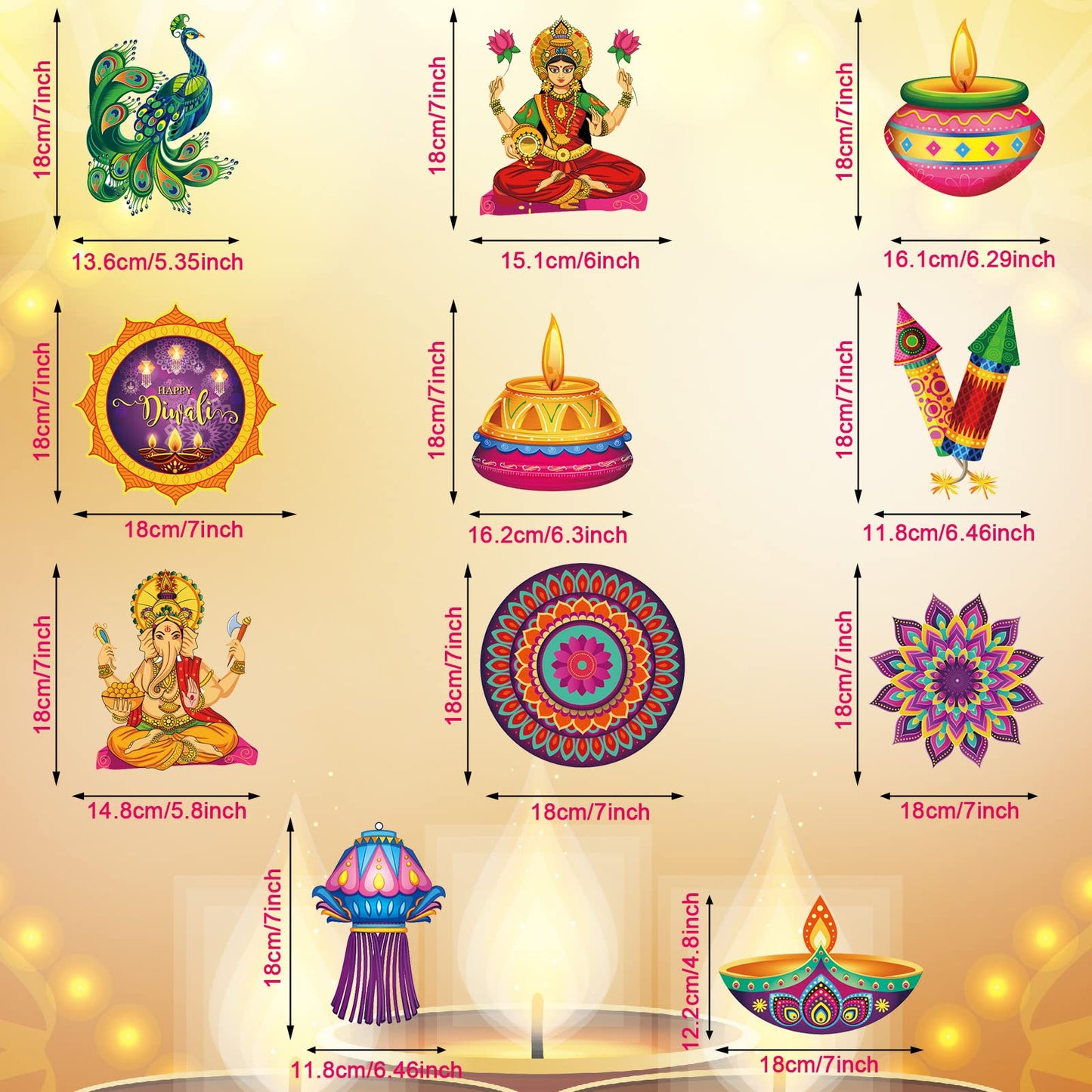 51 Pcs Happy Diwali Hanging Swirls Diwali Lights Party Hanging Swirls Deepavali Party Hanging Decorations Diwali Festival Hangin