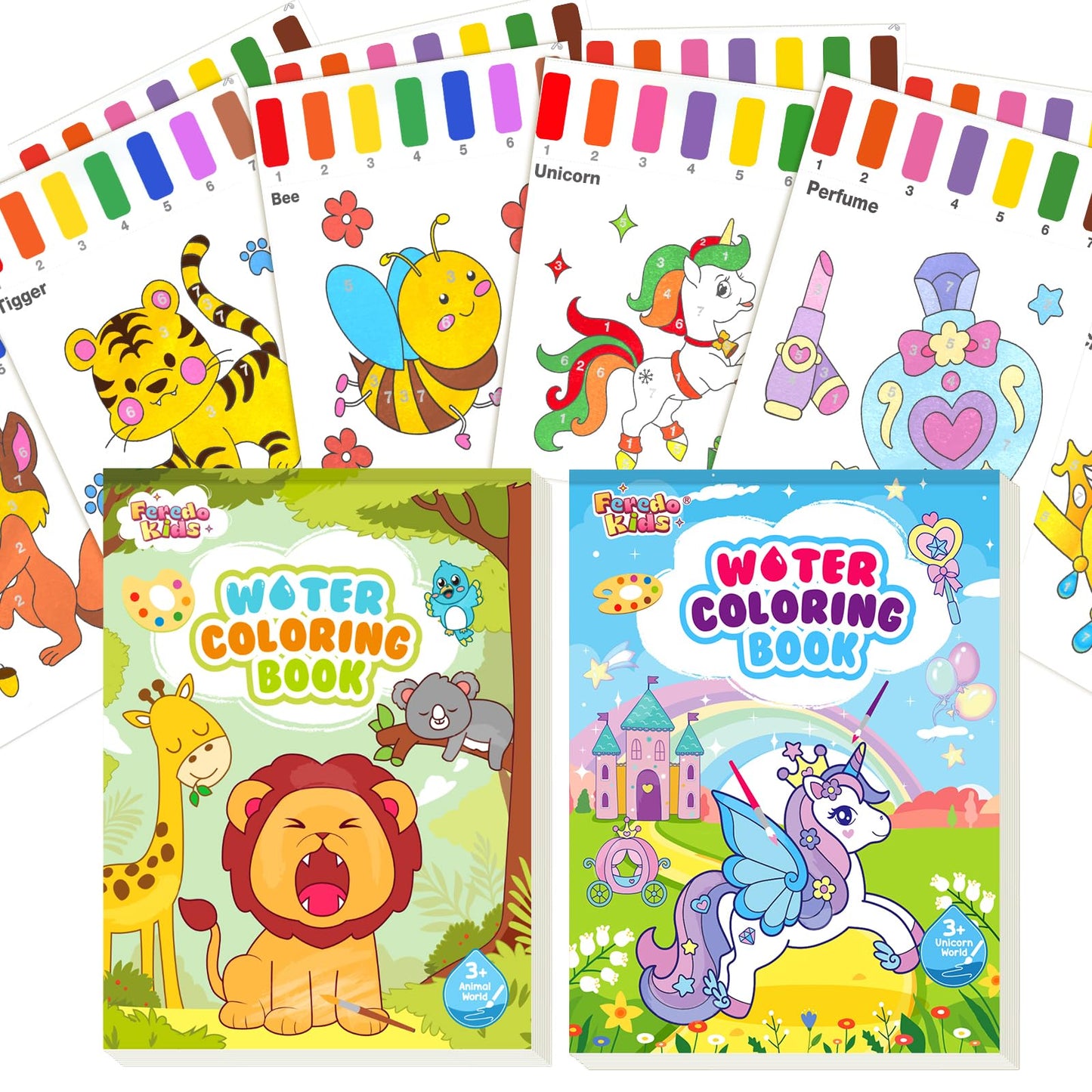 FEREDO KIDS Watercolor Paint Sets for Kid: 2 Pack Water Painting Coloring Book for Toddlers 4-8 Years Old, No Mess Arts and Craf