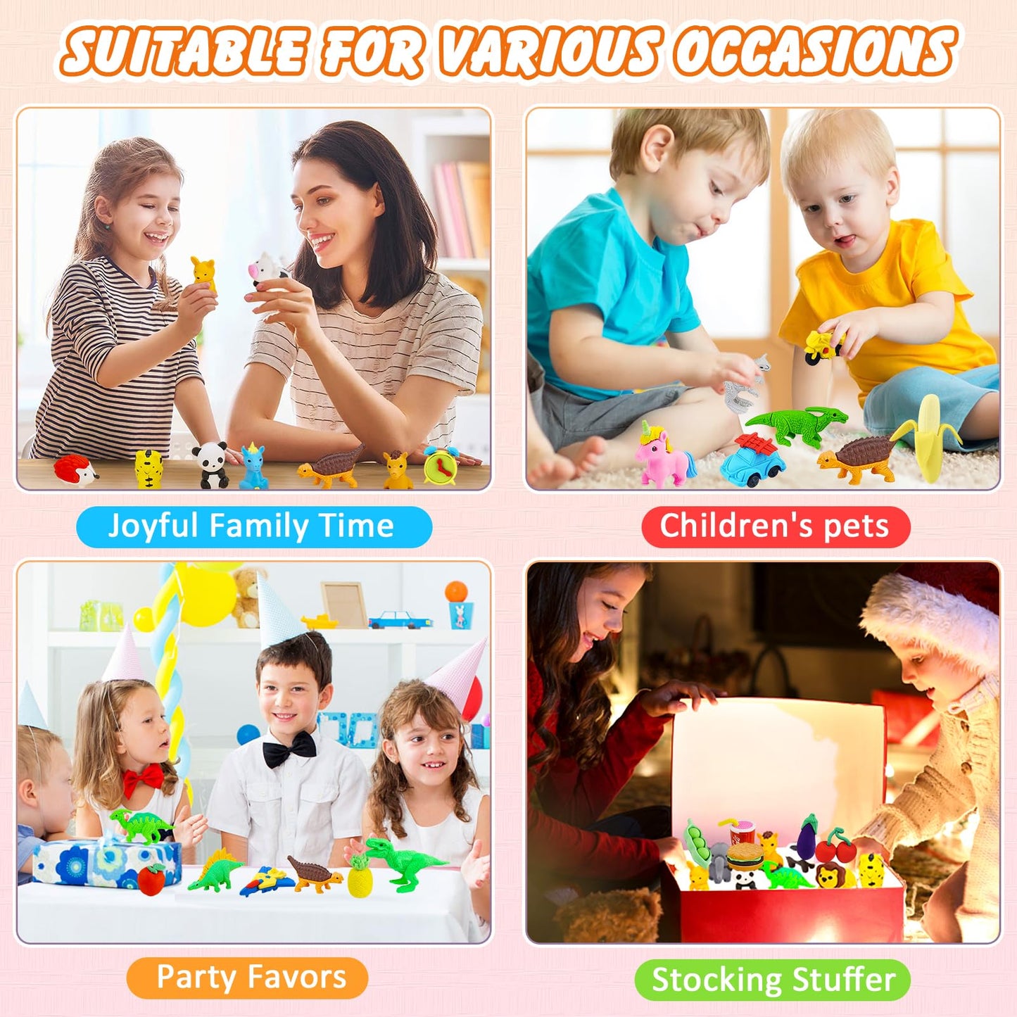 Urskytous 150Pcs Animal Erasers Desk Pets For Kids Cute Puzzle Erasers Pencil Erasers For Classroom Rewards Fun 3D Take Apart Er