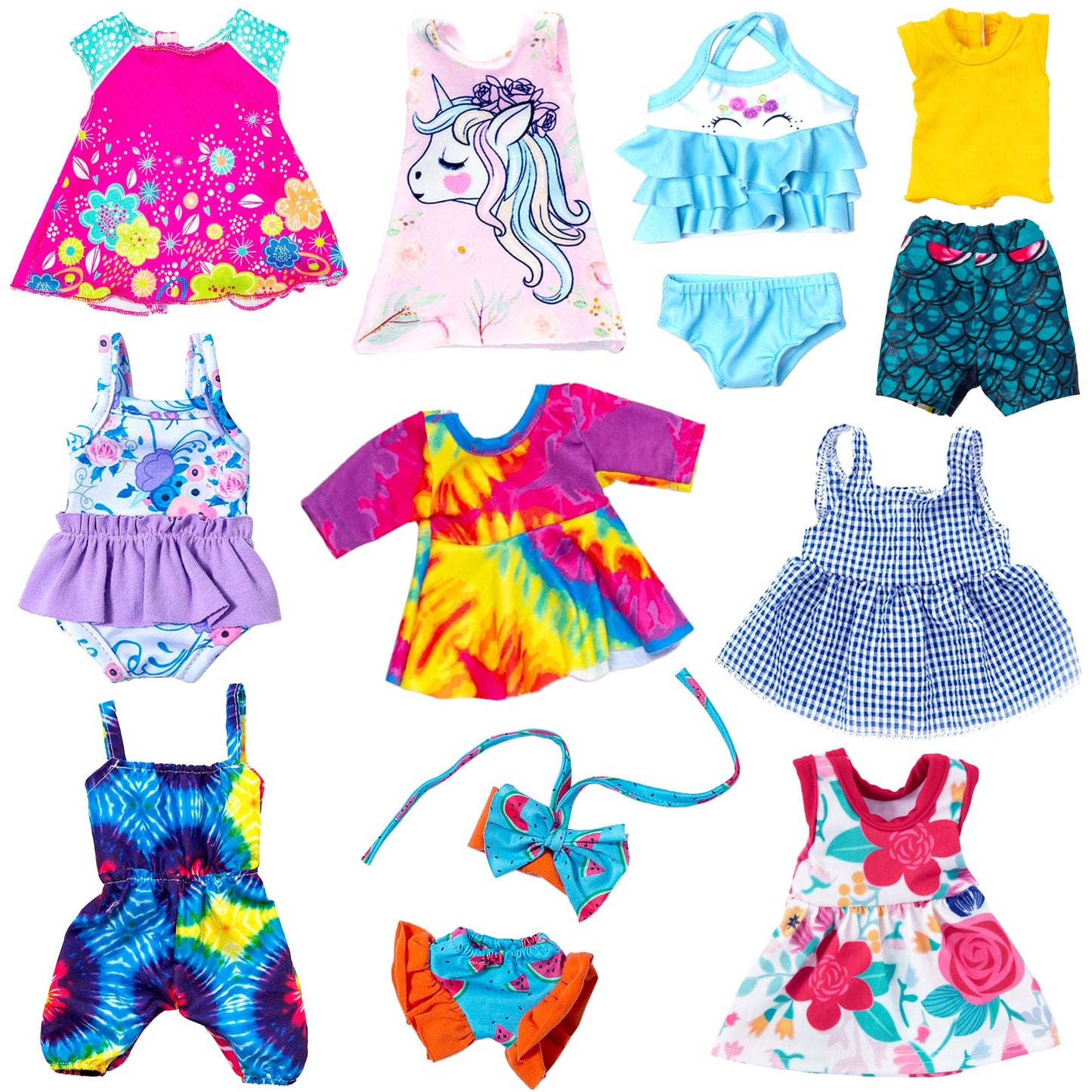 Unicorn Element 10 Sets Alive Baby Doll Clothes And Accessories Fit 12 Inch Baby Girl Doll ,Set Included Dresses, T-Shirts, Pants, Jumpsuit,Swimsuit-Best Gift For Girls