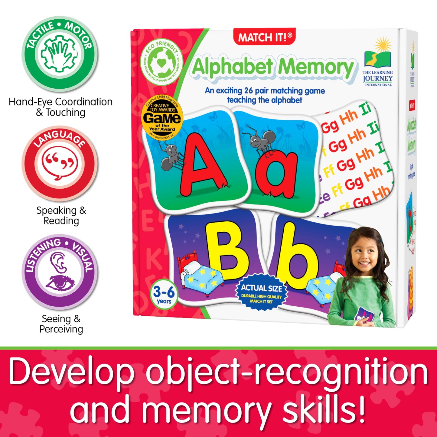 The Learning Journey: Match It! Memory - Alphabet - Capital and Lowercase Letter Matching Game with 26 Matching Pairs - Memory G