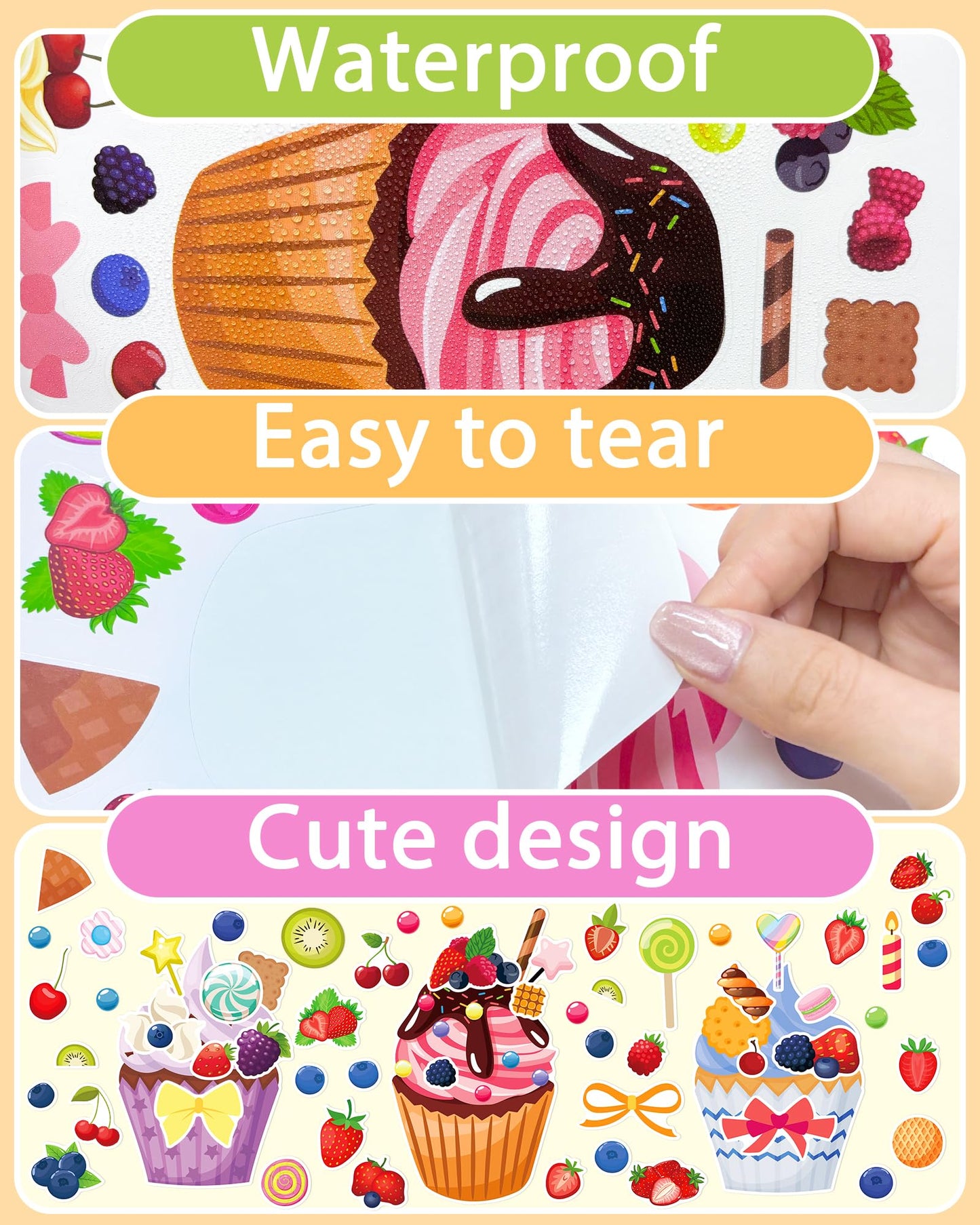 24 Pcs Make Your Own Cupcake Sticker Sheets For Kids, Cupcake Face Stickers For Kids Toddlers Crafts Activities Gifts Goodie Bag