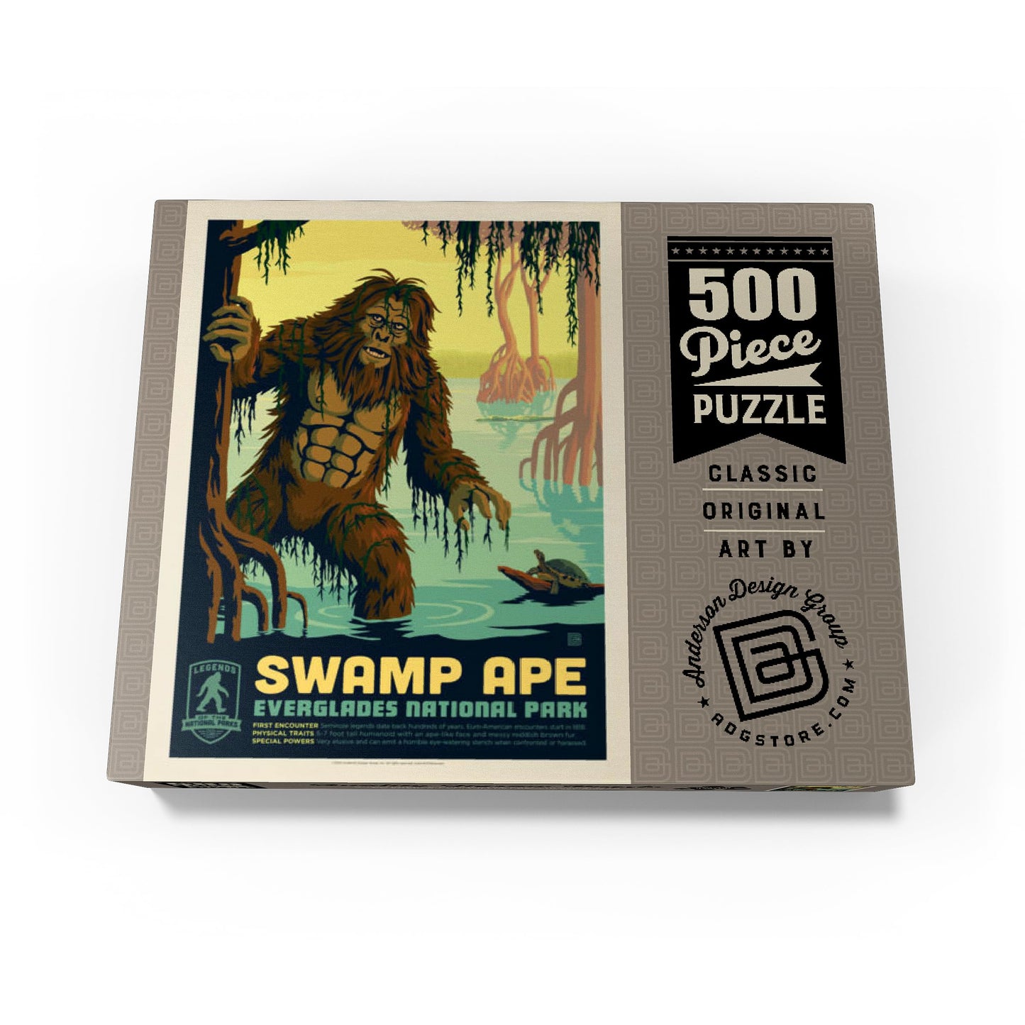 MyPuzzle Legends of The National Parks: Everglade's Swamp Ape, Vintage Poster - Premium 500 Piece Jigsaw Puzzle for Adults