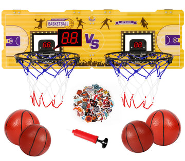 Fbsport Basketball Hoop Indoor, 2 Player Door Basketball Hoop Indoor Mini Basketball Hoop With 4 Balls And Led Light, Over The D