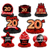 Happy 20Th Birthday Red And Black Table Honeycomb Centerpieces Balloons Theme Decor Table Decorations Table Toppers For Girls Women Princess 20 Years Old Birthday Party Bday Supplies Background Gold