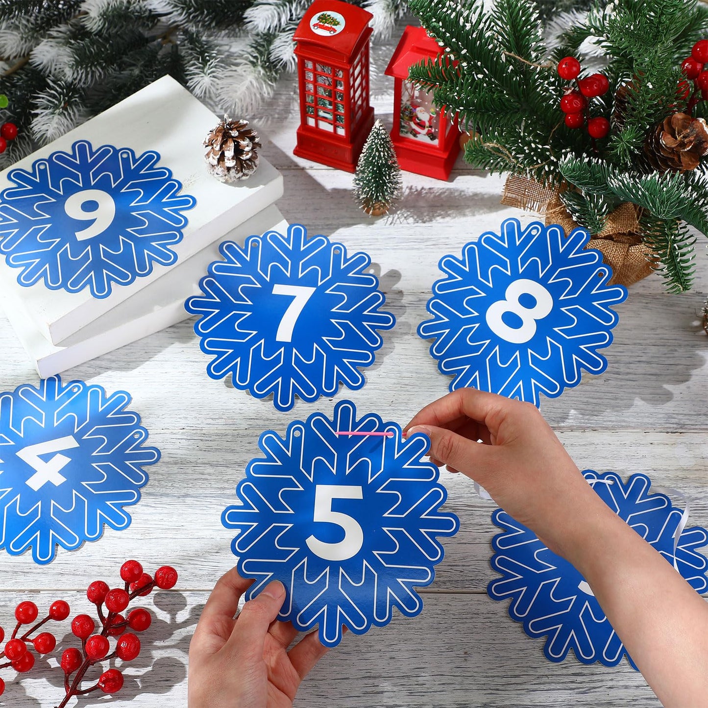 Kosiz 116 Pcs DIY Letter Custom Banner Customizable Banner Kit Winter Snowflake Letter Garland Including 111 Letters Numbers 3 R