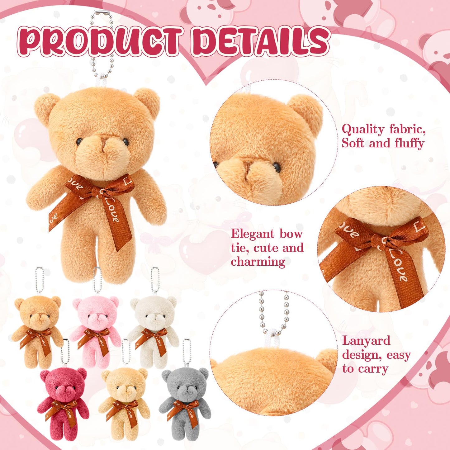 Hollowfly 54 Sets Valentines Day Cards with Bear Plush Toys Happy Valentines Day Cards Bulk Funny Valentine Gifts for Classroo