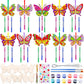 JellyArch 30 Pack Butterfly Wind Chime Making Kit for Kids Make Your Own Wind Chime Butterfly Wooden Crafts Ornaments for Girls 