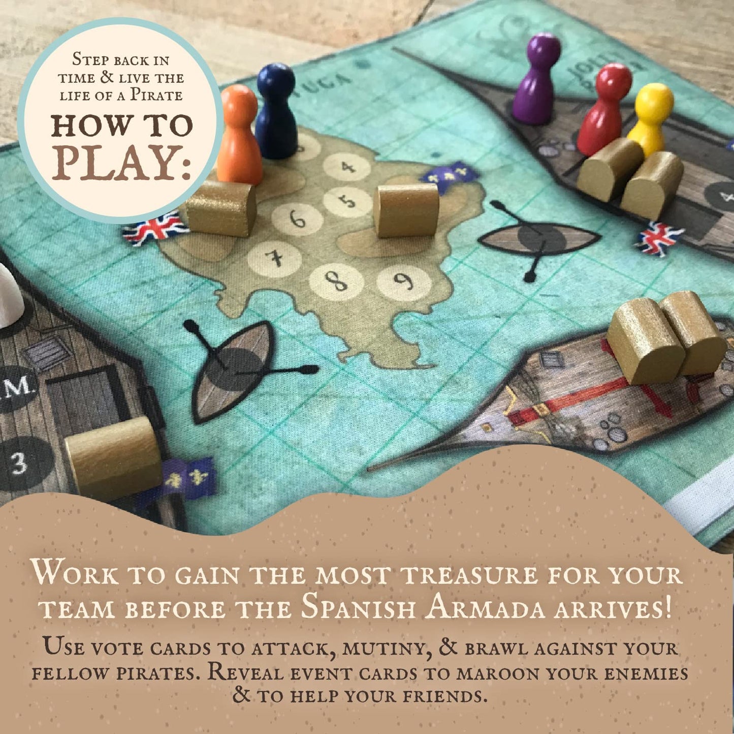Facade Games Tortuga 1667 Board Game - Treasure Plunder, Strategy & Luck for 2-9 Players, Multicoloured Cardboard