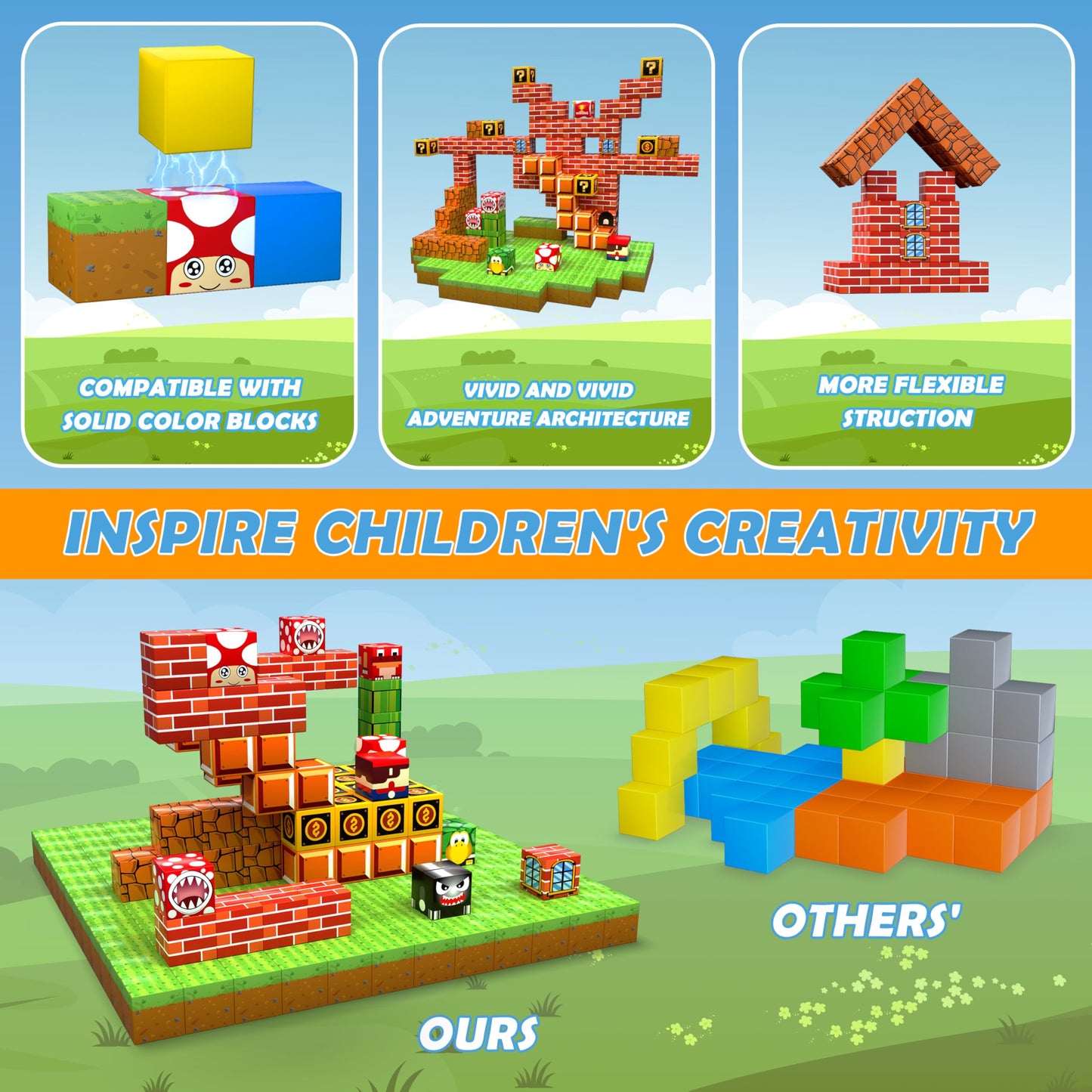 Magnetic Blocks, 110Pcs Build 3D Magnet Building Toys World With Magnetic Tiles, Stem Kids Sensory Toy, Toy Magnetic Building Set Xmas Gift For Age 3 4 5 6-10 Year Old Boys Girls