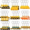 36 Pcs Construction Party Favors Construction Key Chains Valentines Day Gift for Kid Engineering Excavator Tractor Keychain Bir
