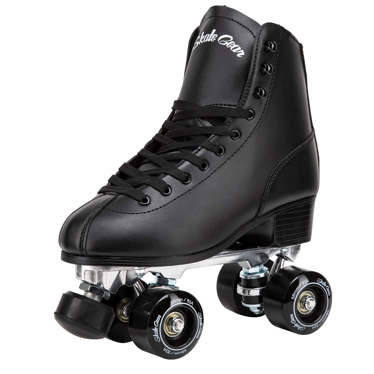 Skate Gear Retro Quad Roller Skates With Structured Boot (Black, Women'S 6 / Youth 5 / Men'S 5)