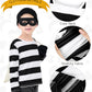 Fancyfun 5 Pcs Kids Halloween Costume Set, Boys Robber Costume Cosplay Set Burglar Accessories Striped Shirt Beanie Cap Mask 11-