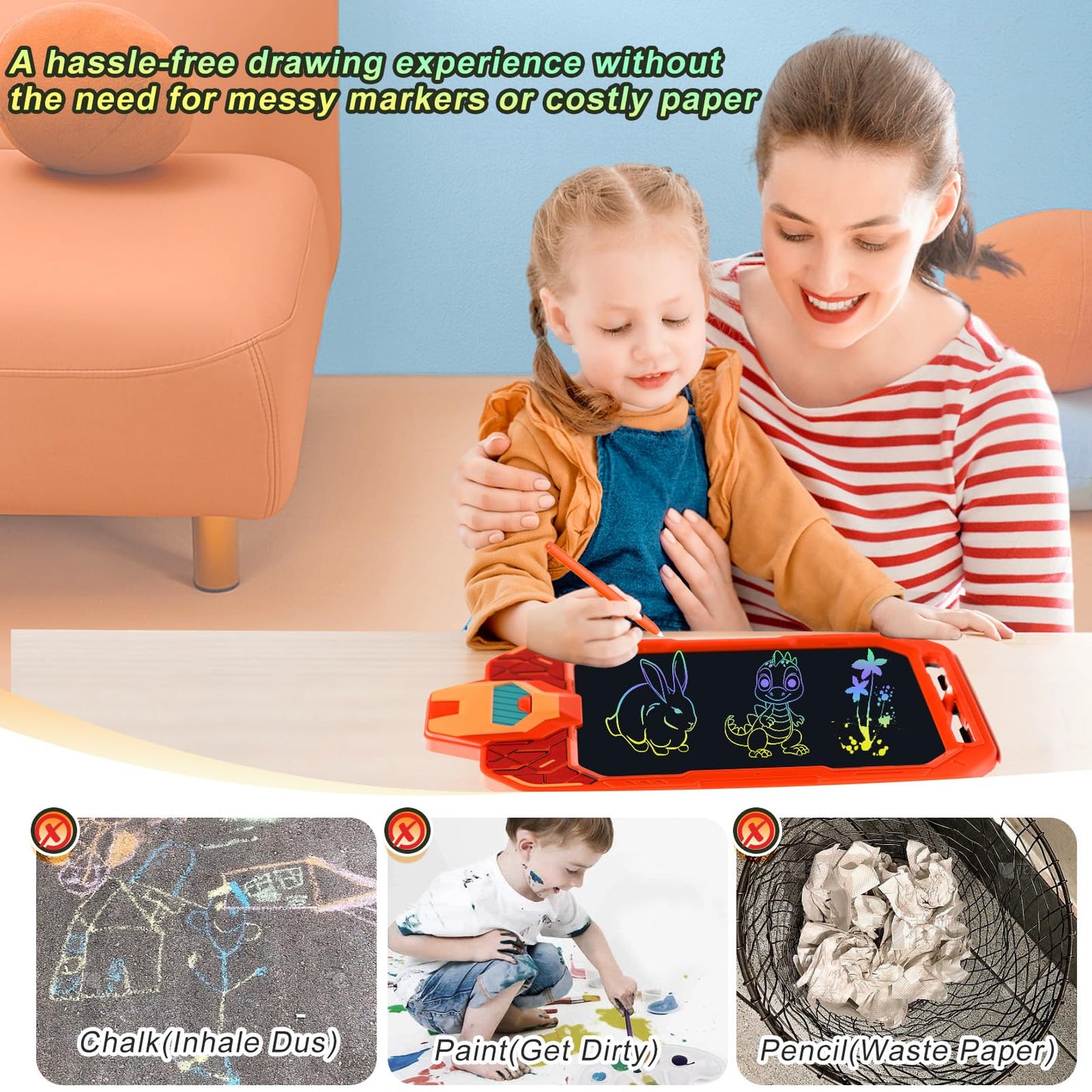 CHAFEGY 10 Inch LCD Writing Tablet for Kids, Mech Warrior Design Drawing Tablet, Doodle Board Pad for Learning, Toy Gift for Boy