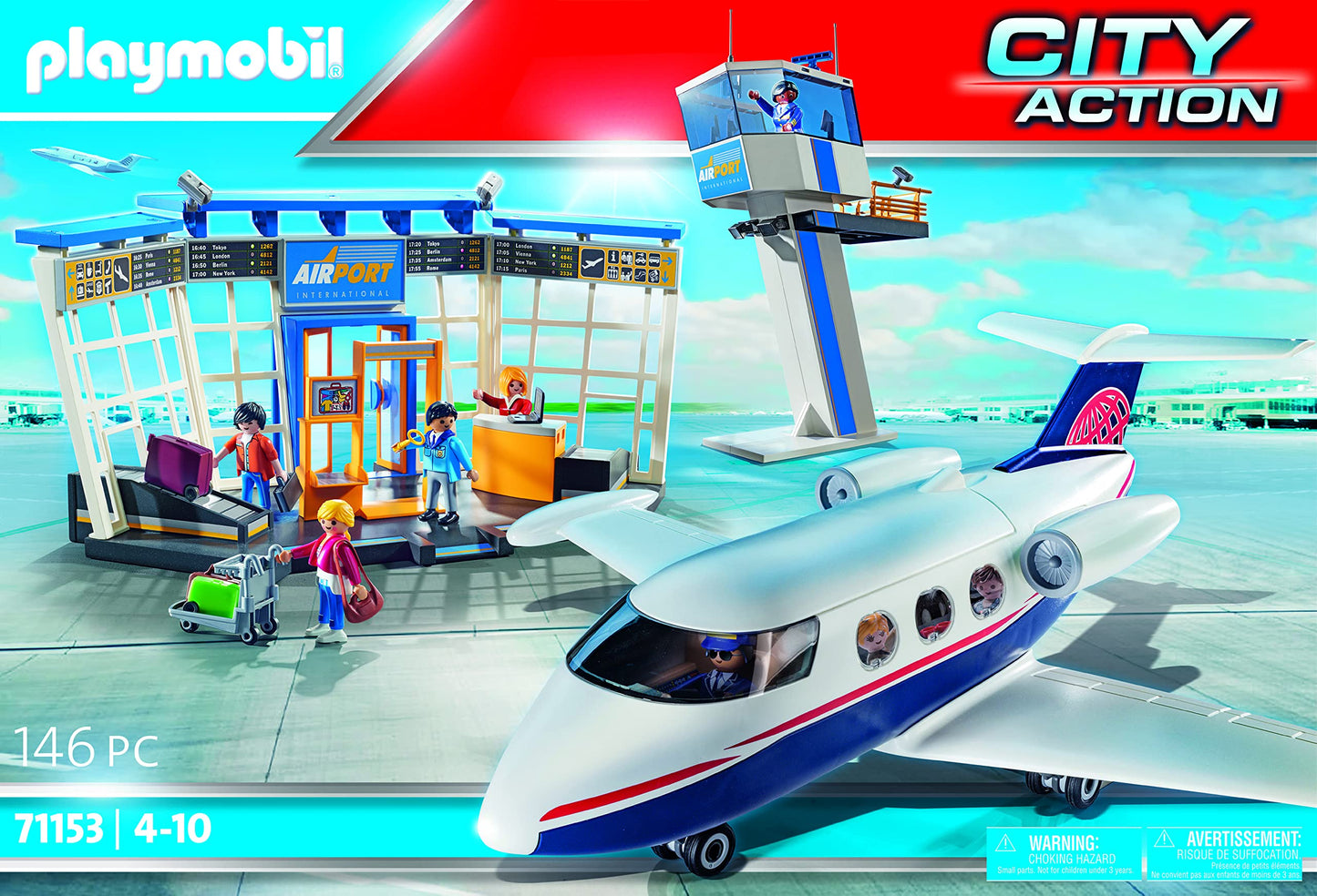 Playmobil City Action 71153 Airport Set with Airplane, Detachable Roof, Multicoloured, Ideal for Ages 4 and Up, Medium Size