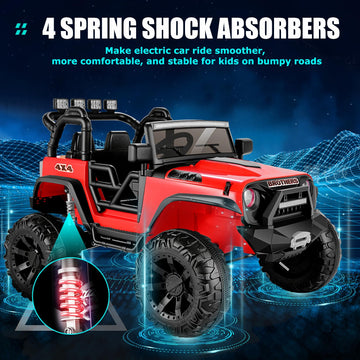 Hikole 24V Ride On Toys For Big Kids, 2 Seater Ride On Car With Remote Control, 2 * 200W Powerful Engine, Led Lights, 3 Speeds, Spring Suspension, Bluetooth, Electric Car For Girls And Boys(Red)