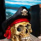 Ebros Gift Badass Pirate Captain Marauder Skull With Golden Earring Statue Captain Hook Skeleton Cranium With Crossbones Hat Figurine Skulls Skeletons