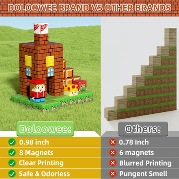 Doloowee Magnetic Building Blocks Sets - Magnetic Cubes For Kids 4-8, Toddler Kids Toys Magnet Blocks Ages 3-5, Mine World Game Themed Gifts Toys For 3 4 5 6 7 8+ Year Old Boys & Girls