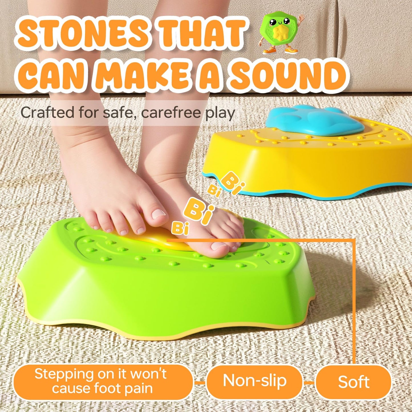 Hirose Voiced Stepping Stones For Kids, 5Pcs Durable Non-Slip Balance Stones, Promoting Children'S Coordination And Motor Skills