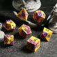 DNDND Flowers Metal Dice, 7 PCS Metallic DND Dice with Gorgeous Gift Case for D&D Dungeons and Dragon Tabletop Game (Earth Yello